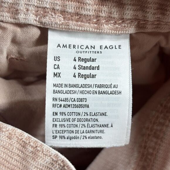American Eagle Mom Jeans Women's 4 Pink Corduroy Super Stretch Pants - Picture 11 of 12